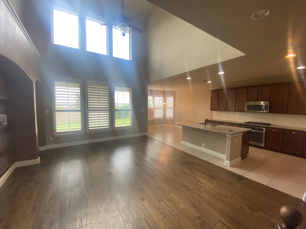 Open living and kitchen area at Spring Falls during final walkthrough
